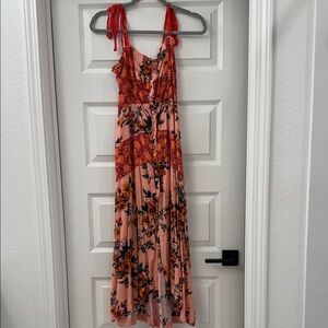Free People Floral Maxi Dress - Red and Pink